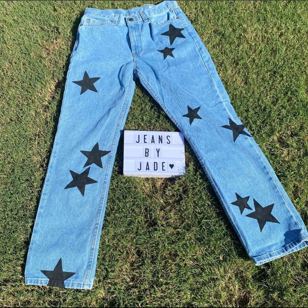 Custom black star jeans